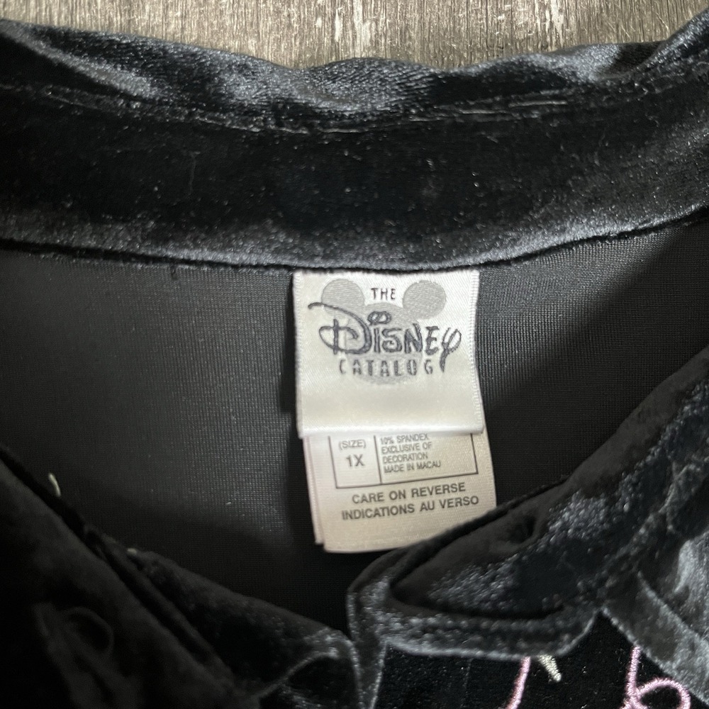Vintage Disney Catalog Shirt Womens 1X Black Velour Mickey Button Embroidered - Picture 4 of 9